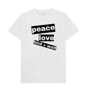 White Peace + Love Bird + Wolf Classic Tee