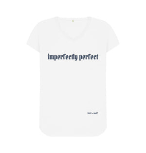 White Imperfectly Perfect V Neck Tee