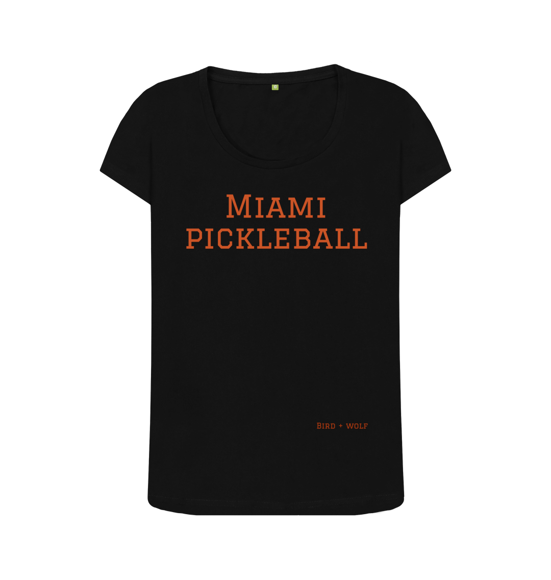Black Miami Pickleball Scoop Tee (Brown lettering)