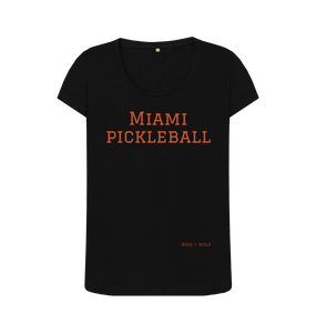 Black Miami Pickleball Scoop Tee (Brown lettering)