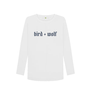 White Bird + Wolf Long Sleeve Tee (Gothic lettering)