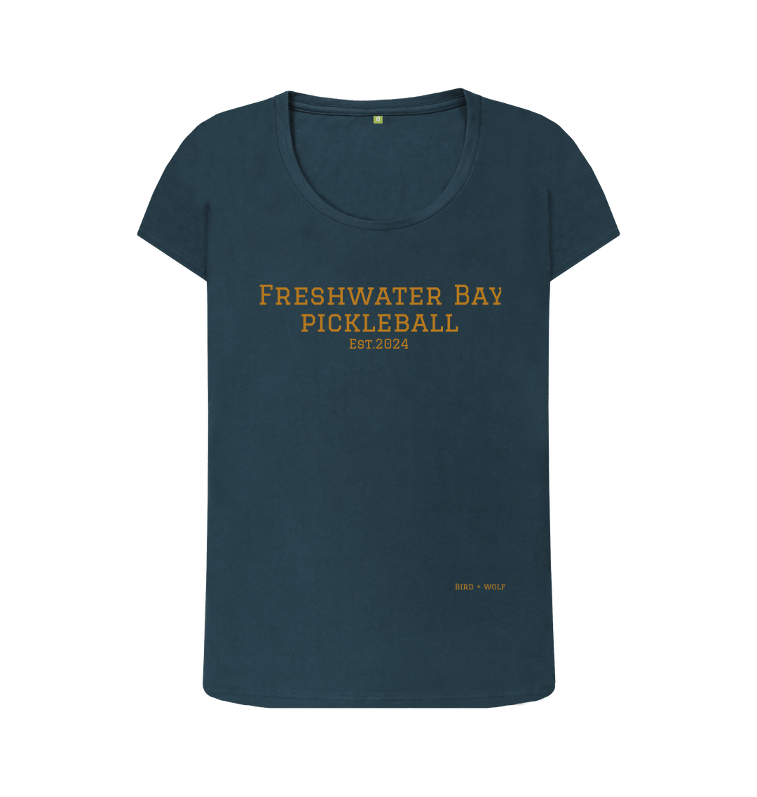 Denim Blue Freshwater Bay Pickleball Scoop Neck Tee