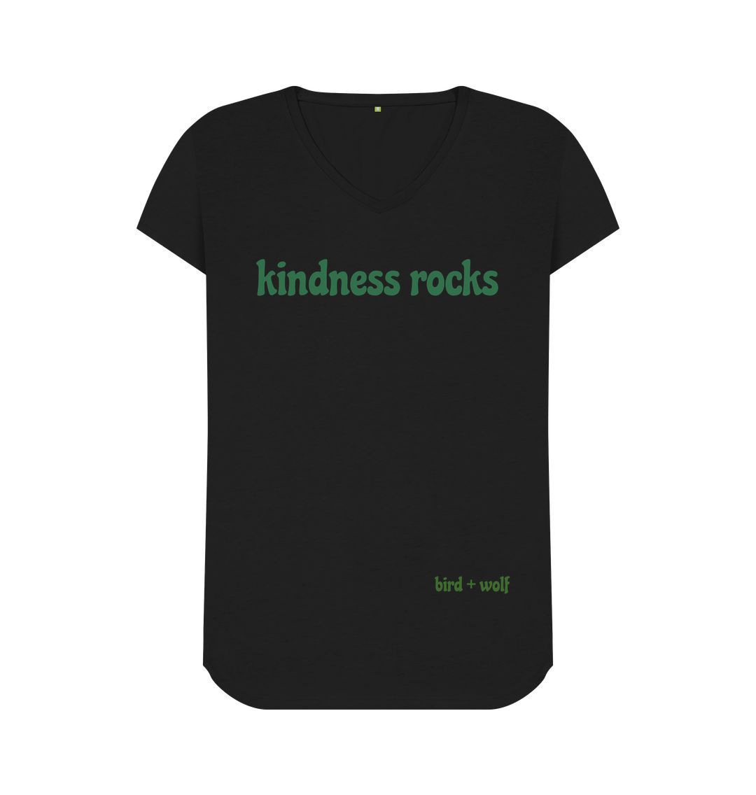 Black Kindness Rocks V Neck Tee