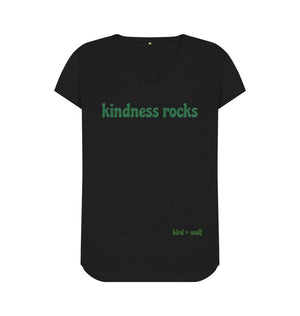 Black Kindness Rocks V Neck Tee