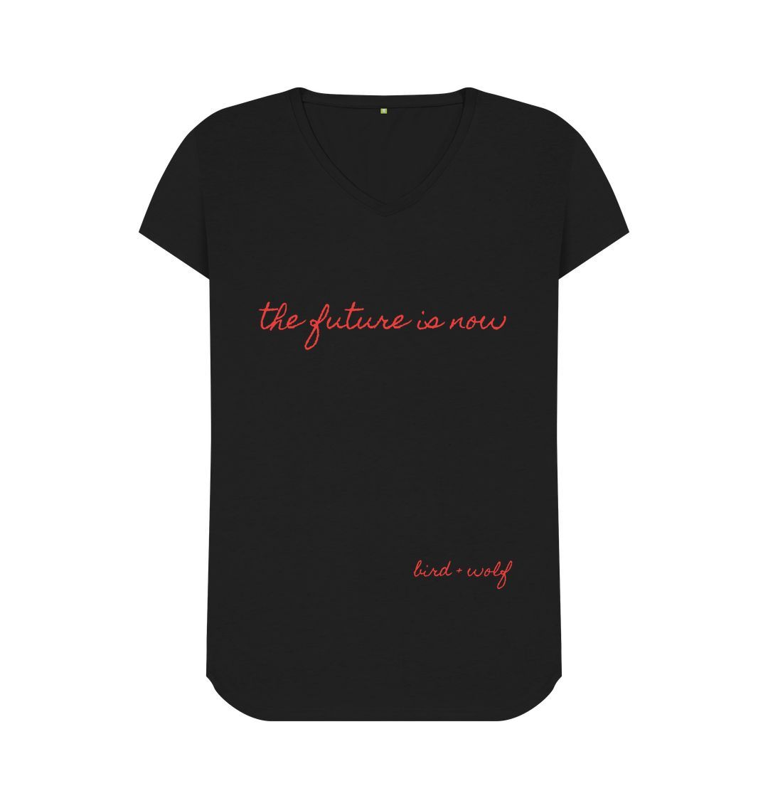 Black The Future is Now V Neck Tee