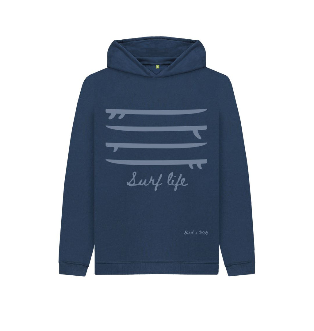 Navy Blue Surf Life Kids Hoodie