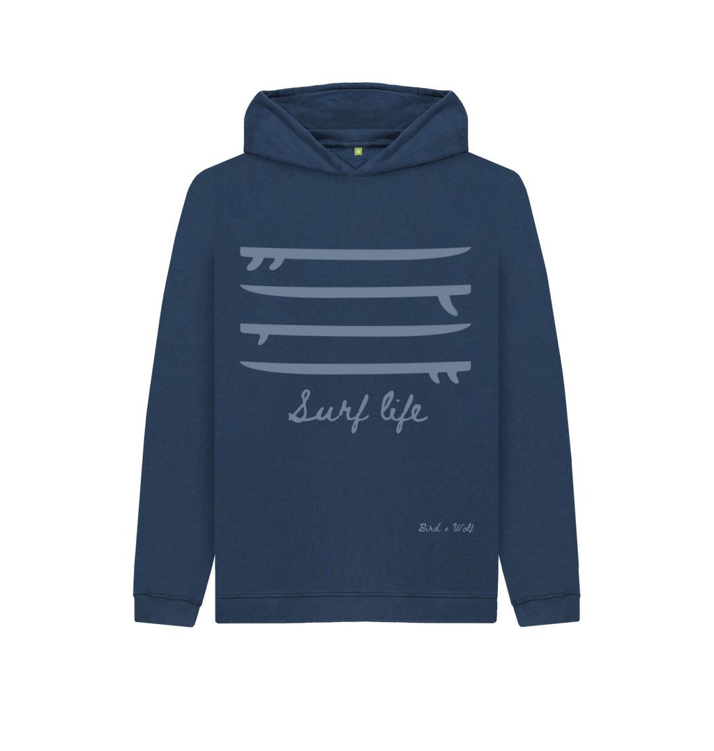 Navy Blue Surf Life Kids Cosy Hoodie