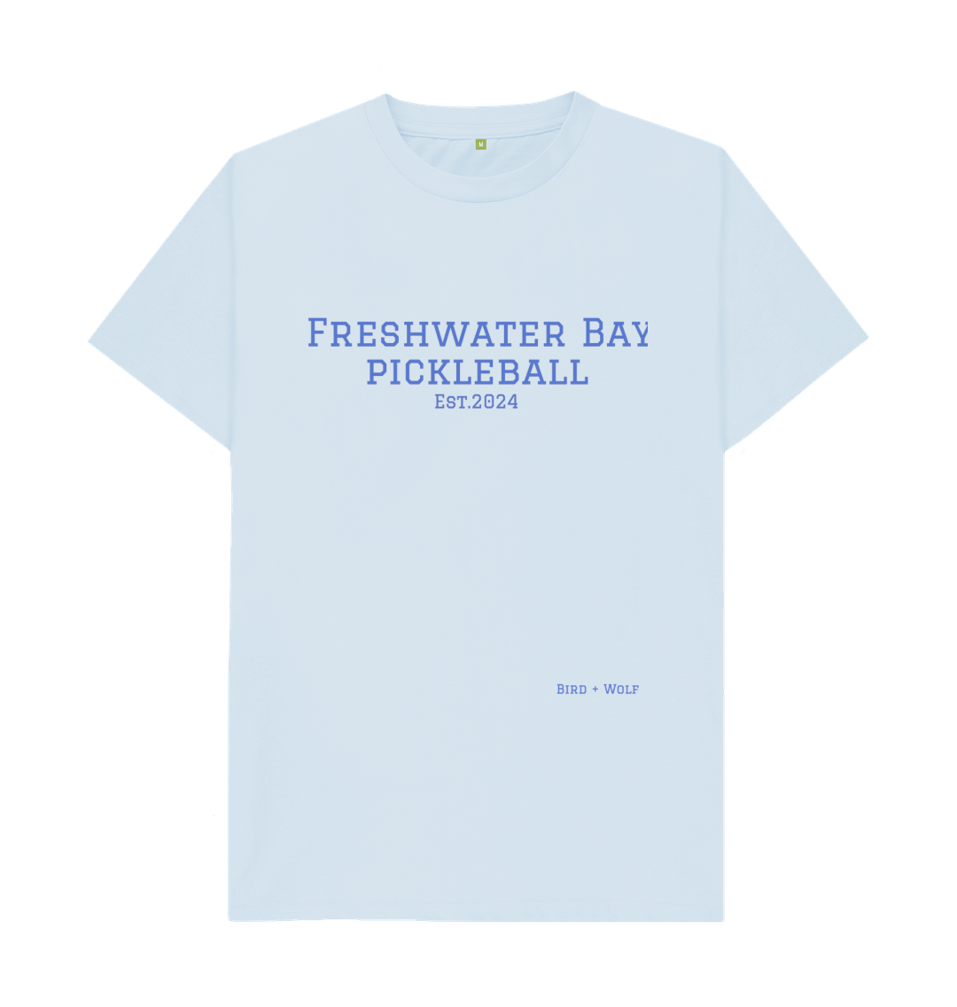 Sky Blue Freshwater Bay Pickleball Classic Tee (Blue Lettering)