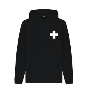 Black Small White Cross Chunky Hoodie