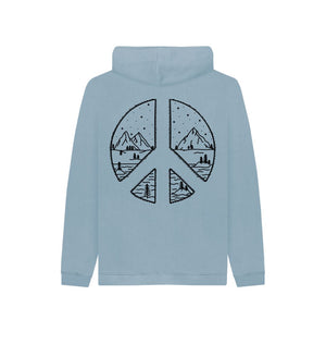 Stone Blue Peace + Mountains Kids Cosy Hoodie