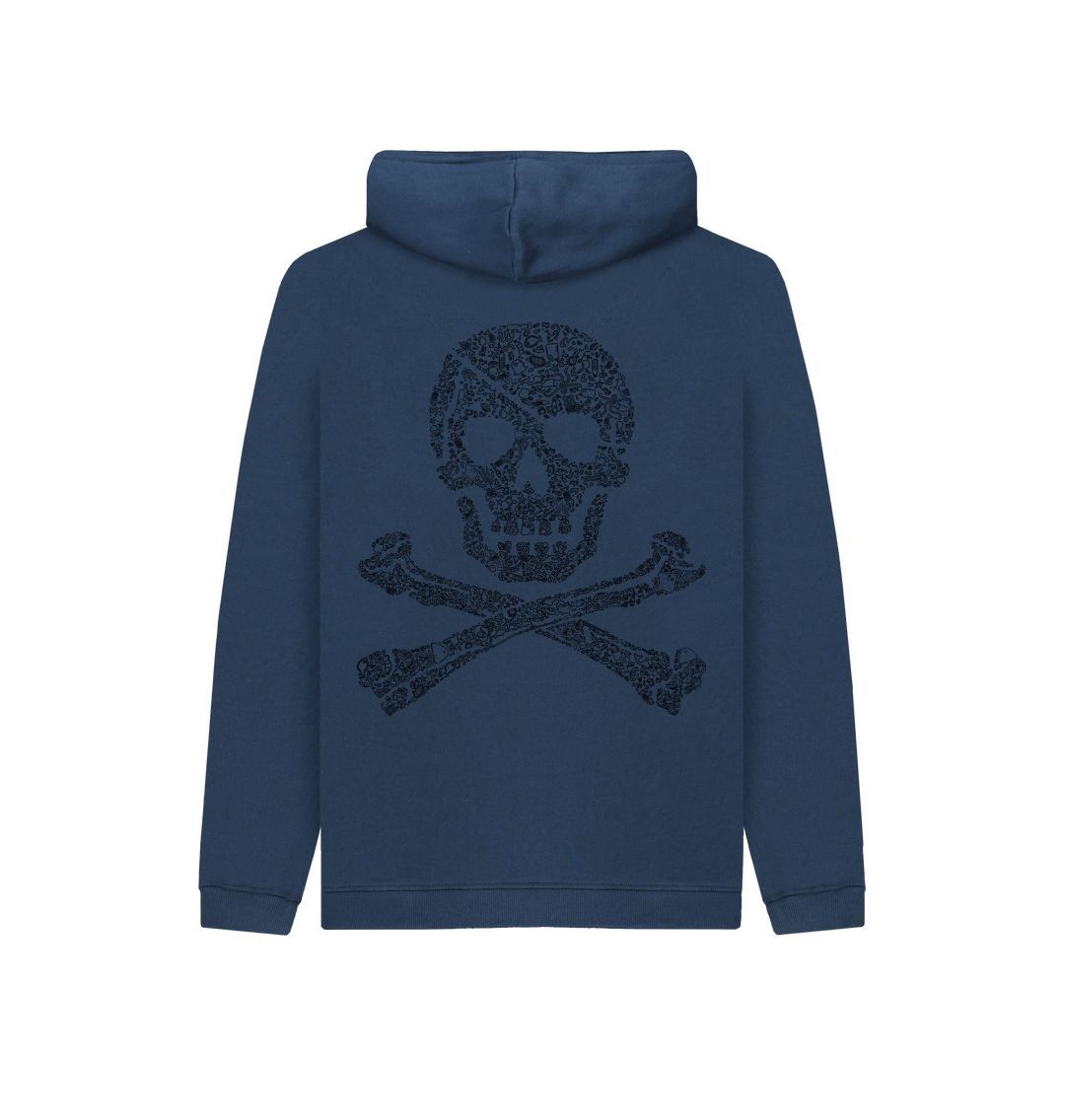 Navy Blue Skull & Crossbones Kids Cosy Hoodie