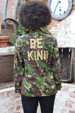 Be Kind Bird + Wolf Green Camo Jacket Customised Army Camouflage