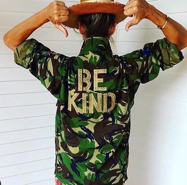 Bird + Wolf Be Kind Green Camo Jacket - Customised Camouflage Army Jacket