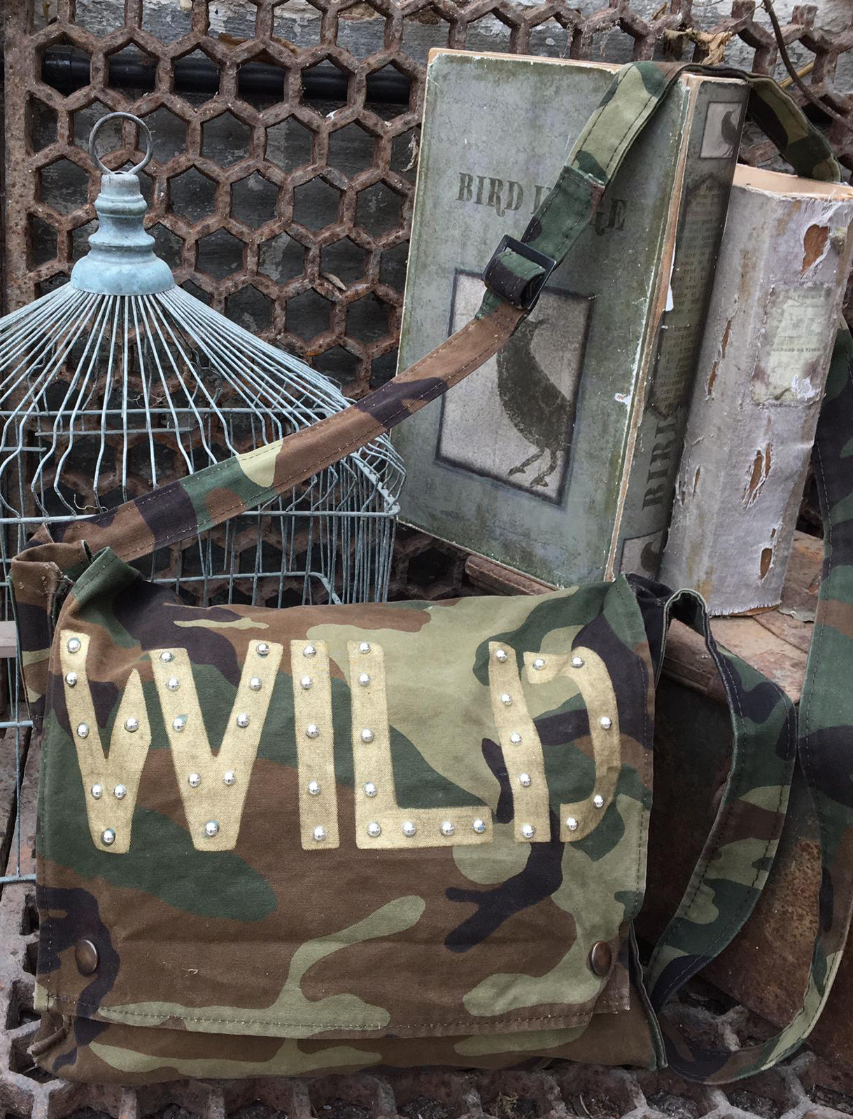 Wild Bird + Wolf Green Camo Messenger Bag Customised Camouflage