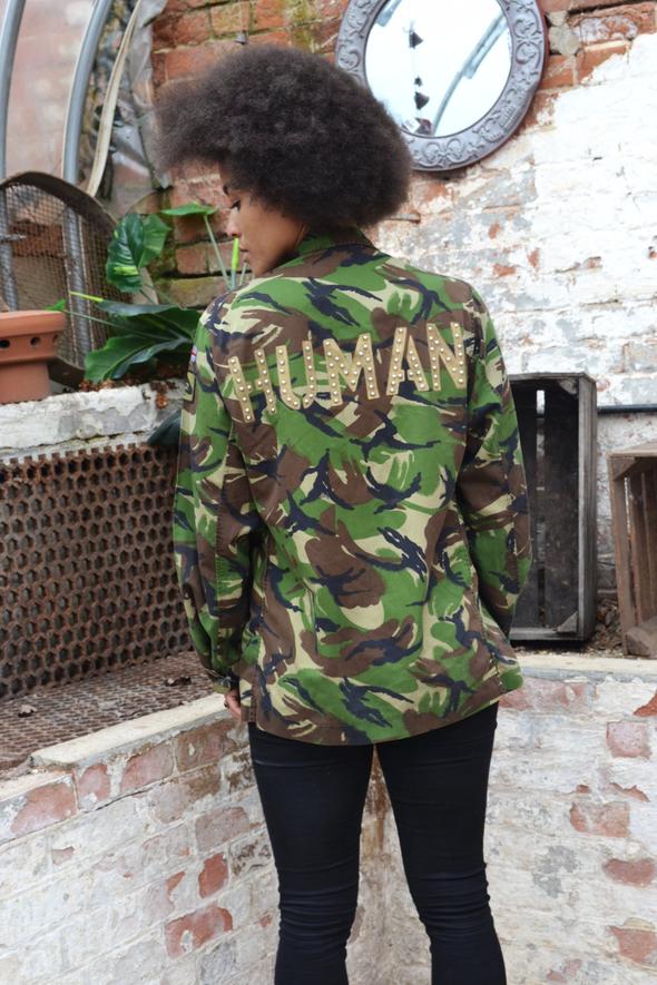 Human Bird + Wolf Green Camo Jacket Customised Army Camouflage