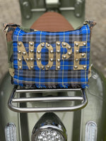 'NOPE' Camo + Blue Tartan Messenger Bag