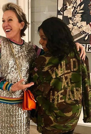 Wild At Heart Bird + Wolf Green Camo Jacket Customised Army Camouflage