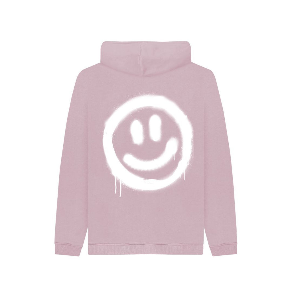 Mauve White Smiley Face  Kids Cosy Hoodie