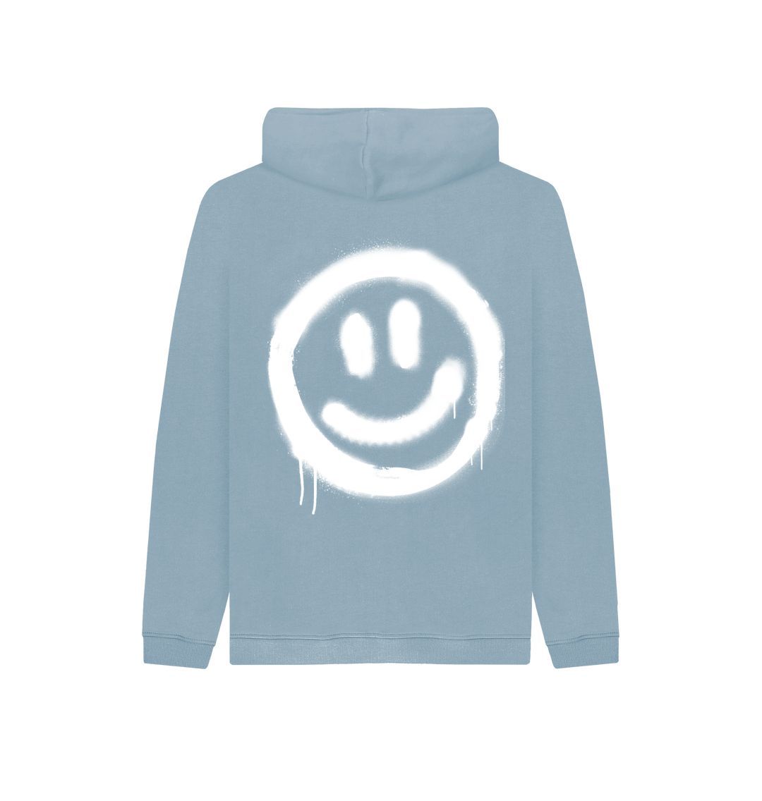 Stone Blue White Smiley Face  Kids Cosy Hoodie