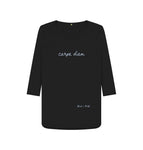 Black Carpe Diem 3\/4  Sleeve Length T Shirt