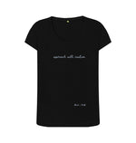 Black Approach With Caution Scoop Neck T Shirt