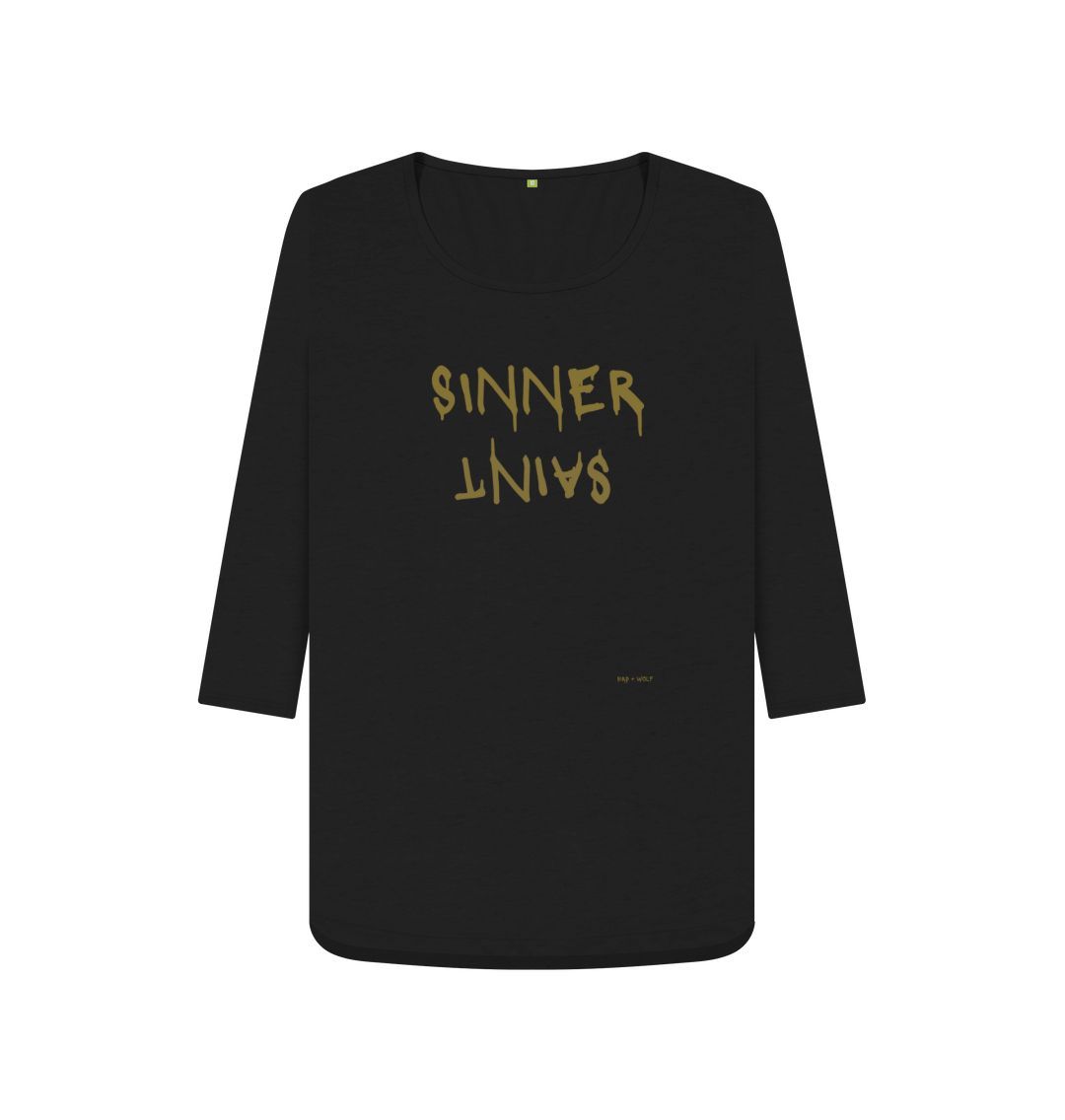 Black Sinner Saint 3\\\/4 Length Sleeve T  Shirt