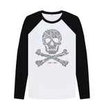 Black-White Skull + Crossbones Baseball T Shirt