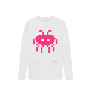 White Space Invader  Kids Long Sleeve Tee