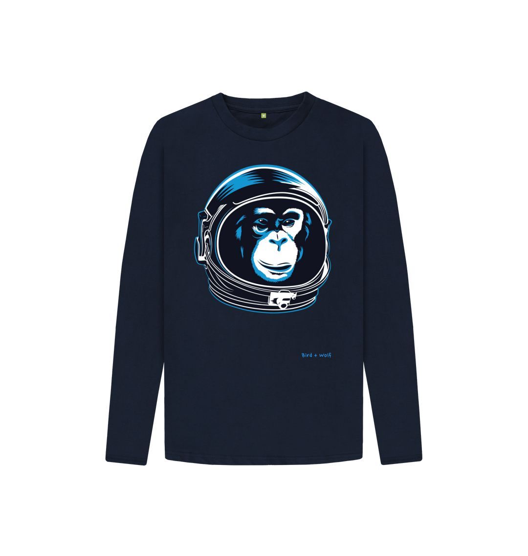 Navy Blue Astro Chimp Kids Long Sleeve Tee