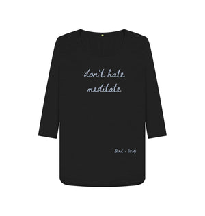 Black Don't Hate Meditate 3\/4 Length Sleeve T Shirt