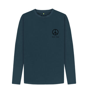 Denim Blue Small Peace Sign Long Sleeve T Shirt