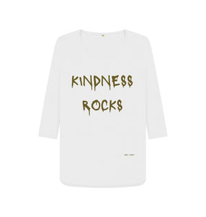 White Kindness Rocks 3\\\/4 Length Sleeve T Shirt