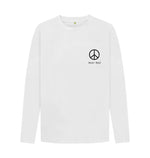 White Small Peace Sign Long Sleeve T Shirt