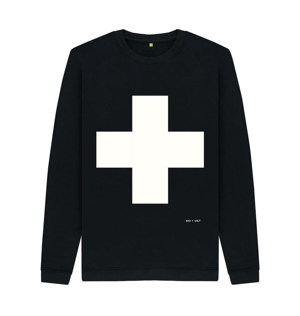 Black White Cross Comfy Sweatshirt