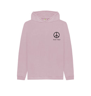 Mauve Small Peace Sign Kids Cosy Hoodie