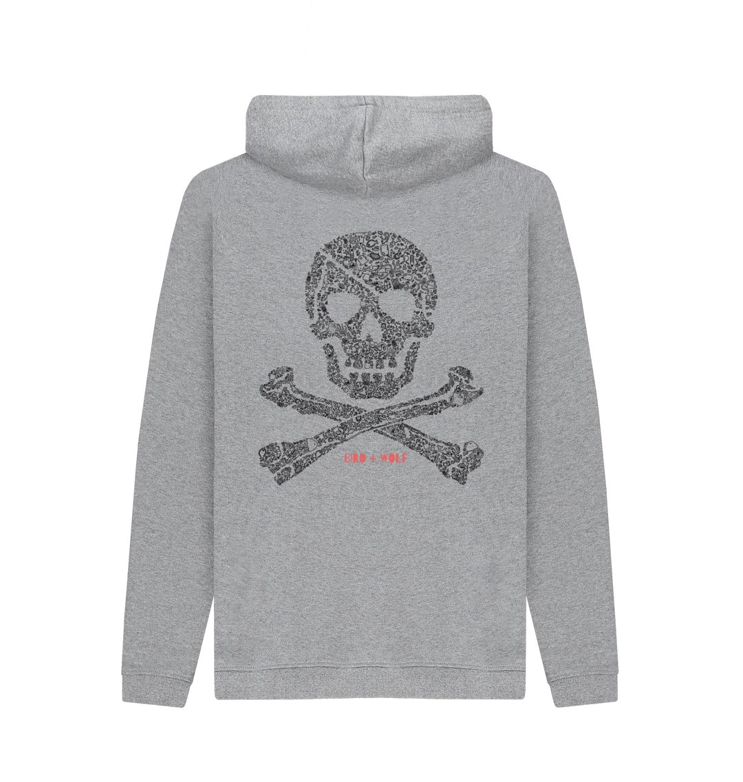 Light Heather Skull + Crossbones Chunky Hoodie (Reverse)