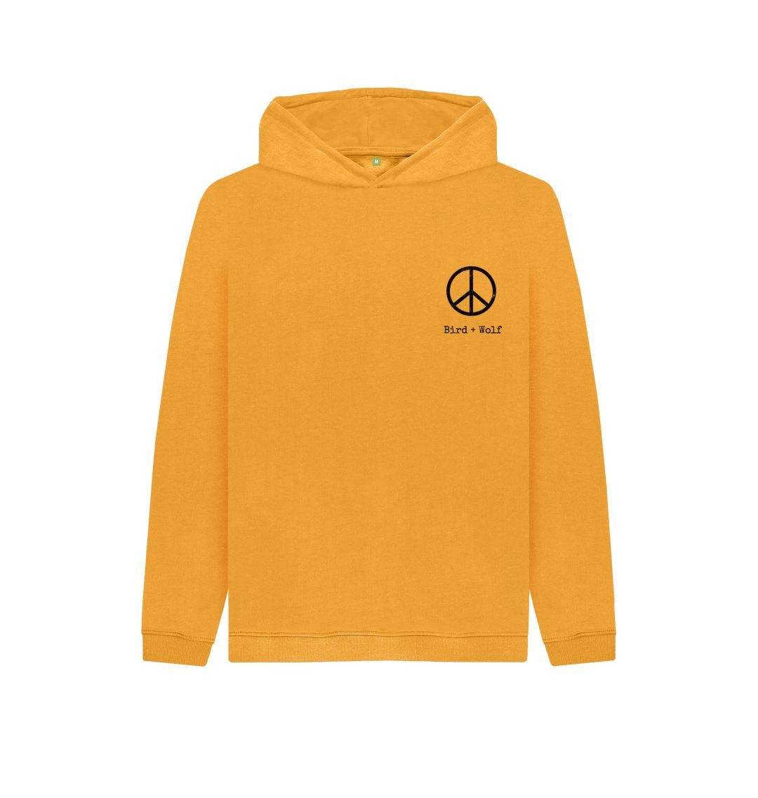 Mustard Small Peace Sign Kids Cosy Hoodie