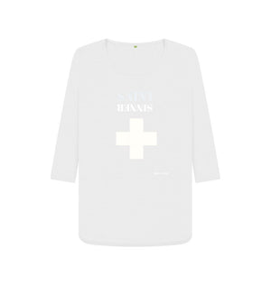 White Saint Sinner 3\/4 Length Sleeve T Shirt