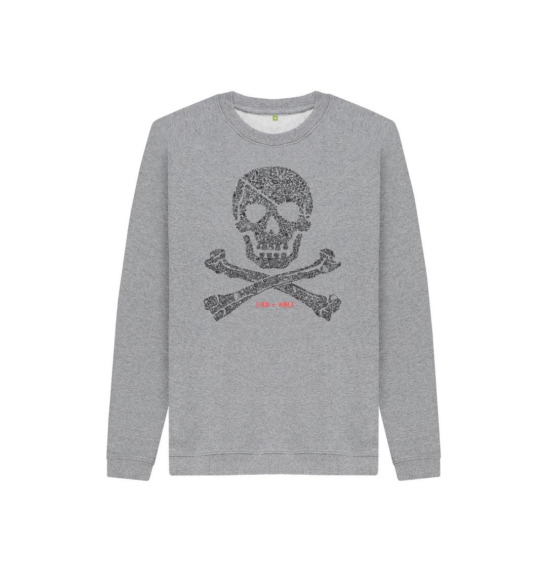 Athletic Grey Skull + Crossbones Kids Sweatshirt